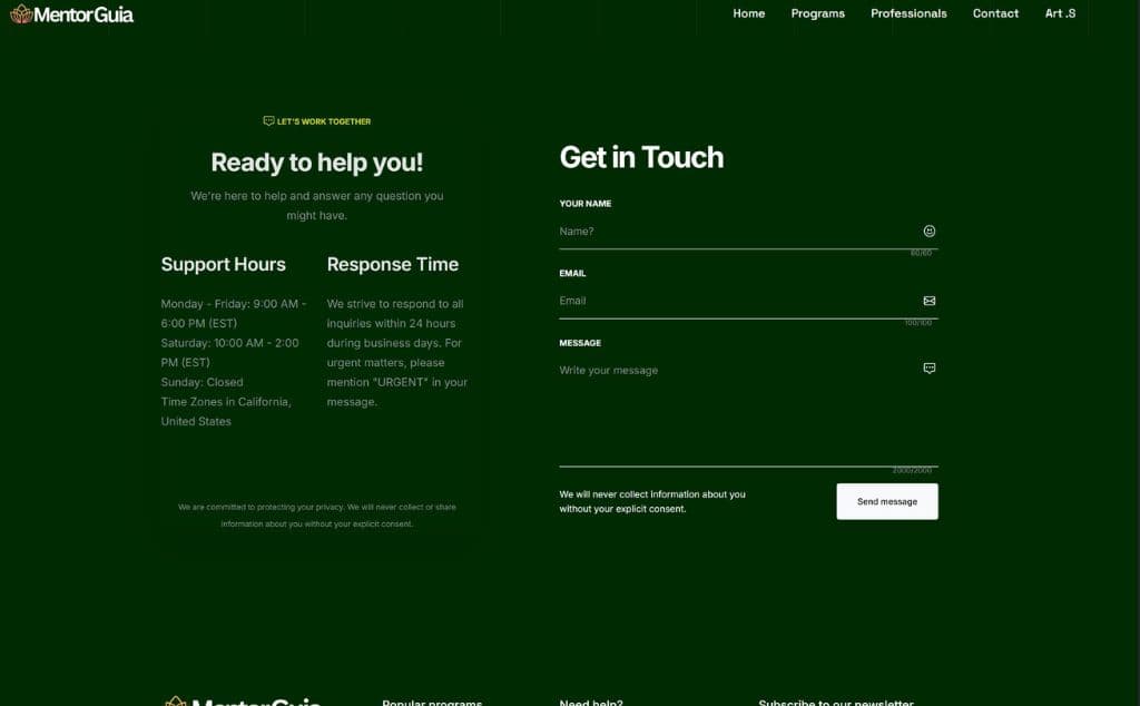 Contact and email workflow page